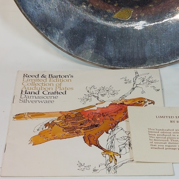 Reed & Barton Damascene Silverplated Audubon Sandpiper Birds Plated Numbered. - Picture 5 of 8